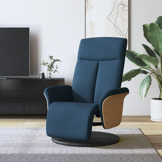 Relaxstoel met voeteneinde, blauwe stof, tv-stoel met ligfunctie, enkele ligstoel, relaxstoel voor woonkamer, slaapkamer, A1 - QUORE