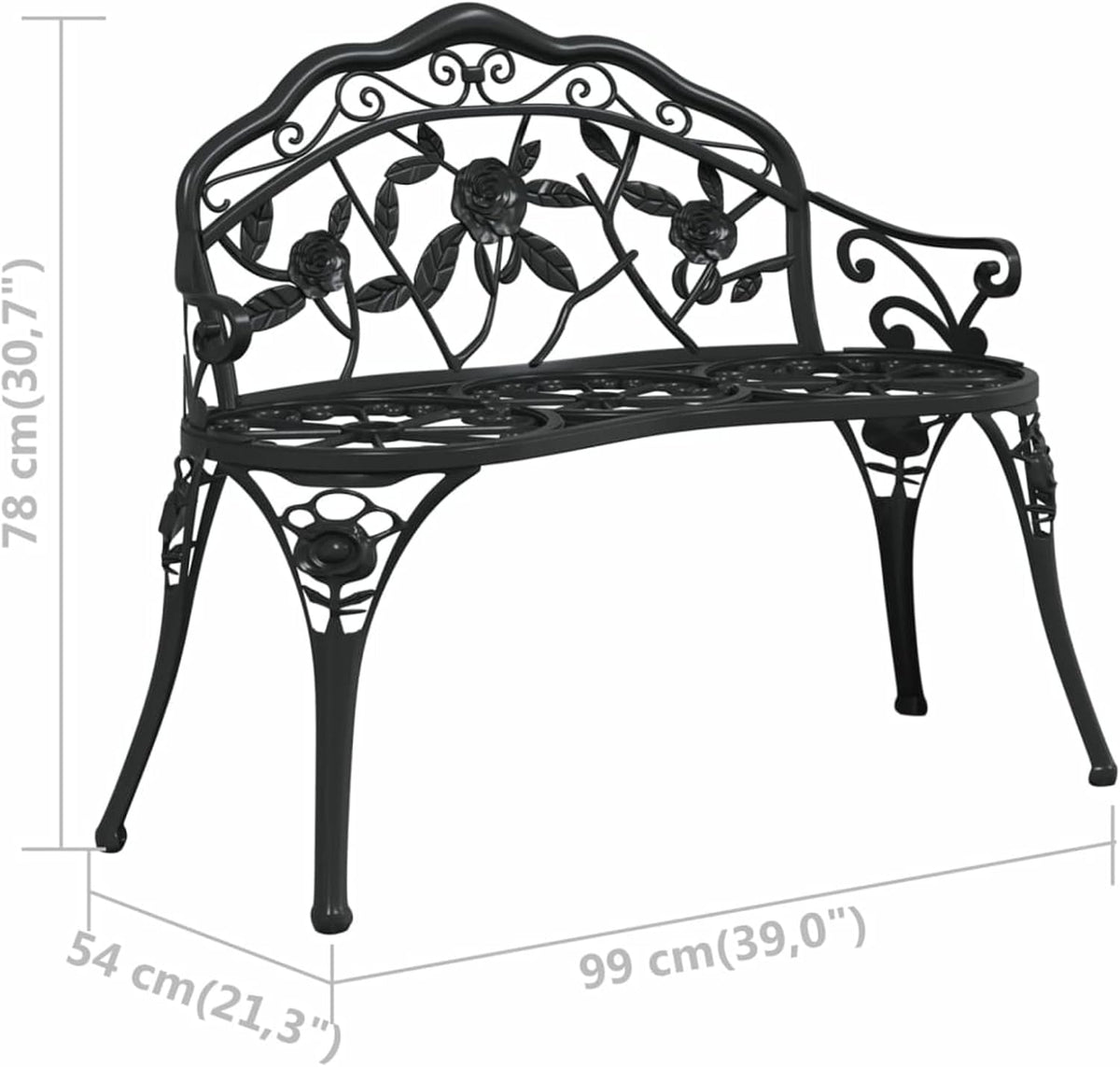 LAPOOH Garden bench 100 cm made of black cast aluminium, furniture, garden furniture and garden chairs, garden benches -317740 - QUORE