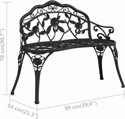 LAPOOH Garden bench 100 cm made of black cast aluminium, furniture, garden furniture and garden chairs, garden benches -317740 - QUORE