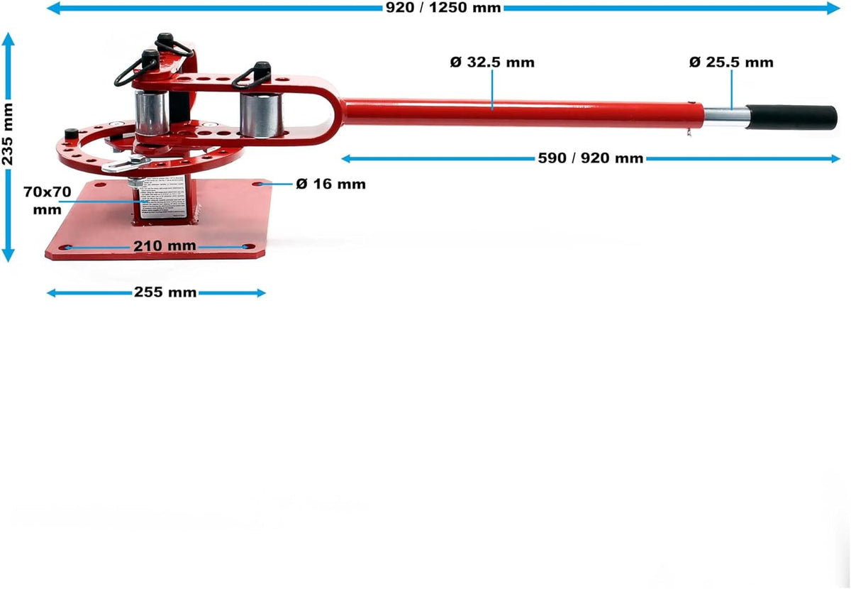 Wiltec Compacte buigmachine universeel voor rond-, vierkant- en bouwstaal buigapparaat