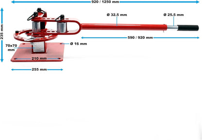 Wiltec Compacte buigmachine universeel voor rond-, vierkant- en bouwstaal buigapparaat