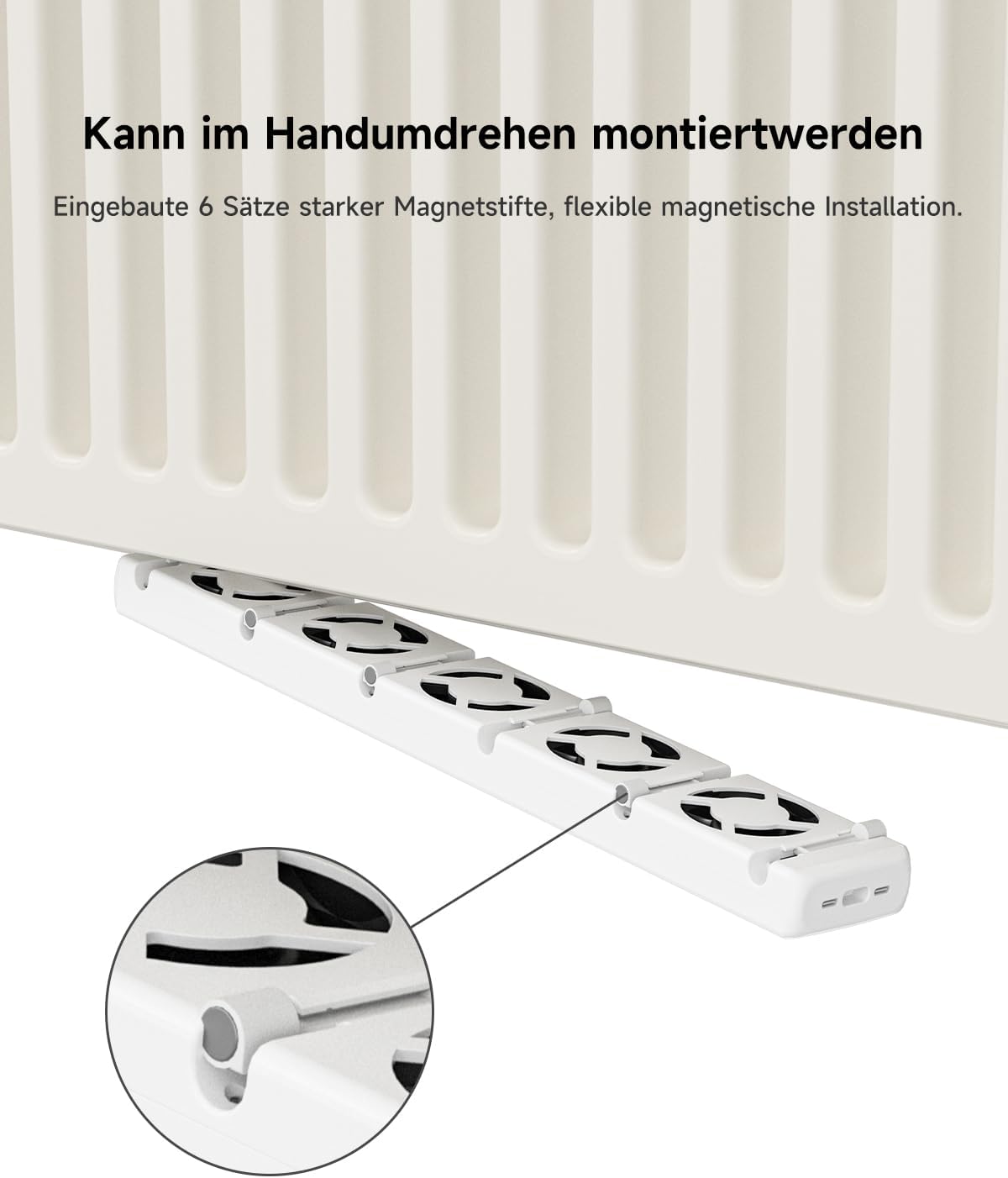 Radiatorventilator 2025 Smart - instelbare snelheid, ultra-stille verwarmingsversterker met thermostaat, bespaart tot 25% verwarmingskosten (5 ventilatoren, 2 stuks)