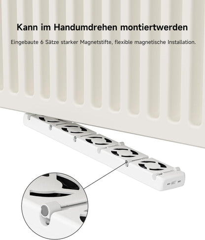 Radiatorventilator 2025 Smart - instelbare snelheid, ultra-stille verwarmingsversterker met thermostaat, bespaart tot 25% verwarmingskosten (5 ventilatoren, 2 stuks)