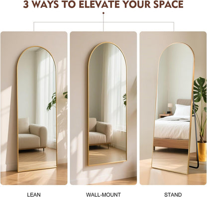 Volledige Spiegel – Staande Spiegel – Wandspiegel – Full Body Spiegel – Goudkleurige Spiegel – Onbreekbaar Veiligheidsglas – Aluminium Frame – 163 x 53 cm