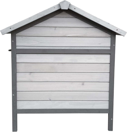 Rabbit hutch light grey 146x75x83 cm made of wood - rodent house free walking space - removable bowl - QUORE