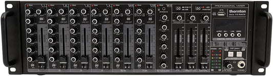 10-Kanaals Rackmixer – Mengpaneel – Mengtafel – Geluidsmixer – Audiomixer – Ingebouwde 2-Kanaals USB-Geluidskaart – Bluetooth En MP3-Speler