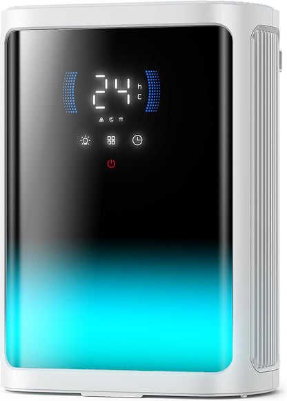 2,8 l, stille luchtontvochtiger voor het drogen van kleding, met timer van 6/8/12 uur, automatische uitschakeling en compleet paneel met 7 kleuren (850 ml/24 uur)