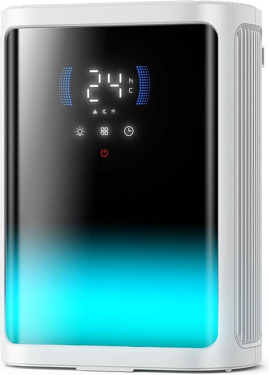 2,8 l, stille luchtontvochtiger voor het drogen van kleding, met timer van 6/8/12 uur, automatische uitschakeling en compleet paneel met 7 kleuren (850 ml/24 uur)