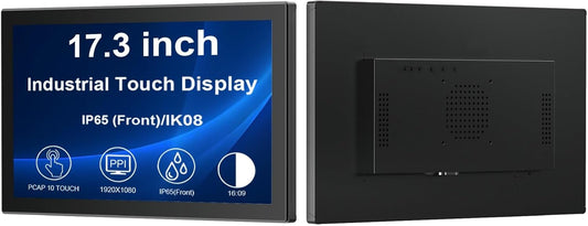 Industriële touchscreen-monitor – Touchmonitor – Touchscreen Monitor – Touchscreen Display – Monitor Met Touchscreen – 17,3 Inch Full HD – IP65 Front