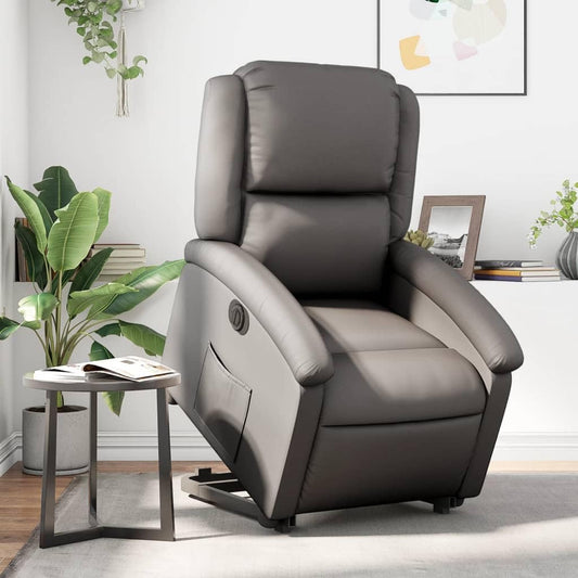 Relaxfauteuil Elektrisch – Sta-Op Stoel – TV Fauteuil – Elektrische Relaxstoel – Leren Relaxfauteuil – Stand-Up Aid – Echt Rundleer – 135 Graden Kantelfunctie