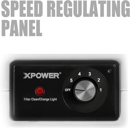 XPOWER X-3780 Air Mover Sealed Motor Low Profile Carpet Dryer - Air Blower Build-in GFCI Power Outlets & Hour Meter Dryer Floor Fan