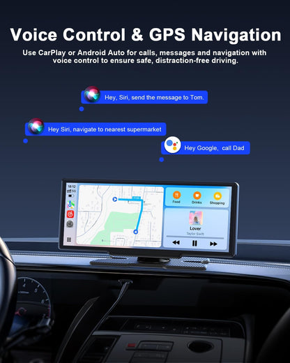 8,1 Inch Draadloze CarPlay – Android Auto Scherm – Autoscherm Touchscreen – Navigatiescherm Auto – Achteruitrijcamera Systeem – OTA Updates – Spraakbediening & GPS Navigatie