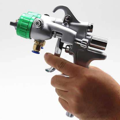 Dubbele Hoofd Druk Feed Verfspuit – Verfspuitpistool – Pneumatisch Spuitpistool – Spuitapparaat – Schilderpistool – Roestvrijstalen Onderdelen – Dubbele Pot 1000ml – Hoge Precisie 1,3mm Mundstuk – Luchtverbruik 8-12 cfm