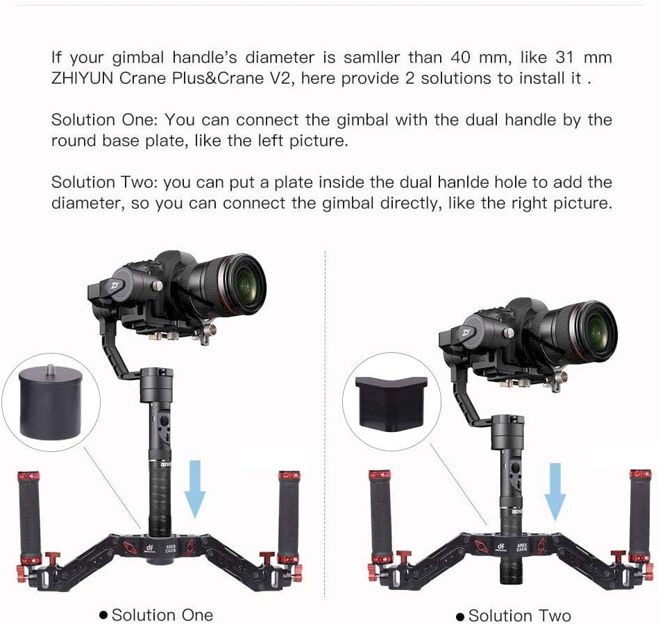 DF DIGITALFOTO ARES Z-as veer dubbele handgreep, flexibele demping afneembare dubbele handgreep gimbal, compatibel met ZHIYUN Crane 2 MOZA FEIYU DJI Ronin S/S2/RS3/RS3 Pro 3-assige gimbal