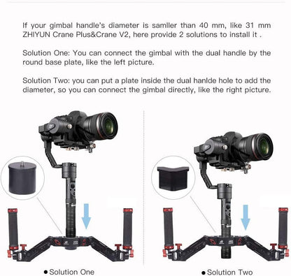 DF DIGITALFOTO ARES Z-as veer dubbele handgreep, flexibele demping afneembare dubbele handgreep gimbal, compatibel met ZHIYUN Crane 2 MOZA FEIYU DJI Ronin S/S2/RS3/RS3 Pro 3-assige gimbal