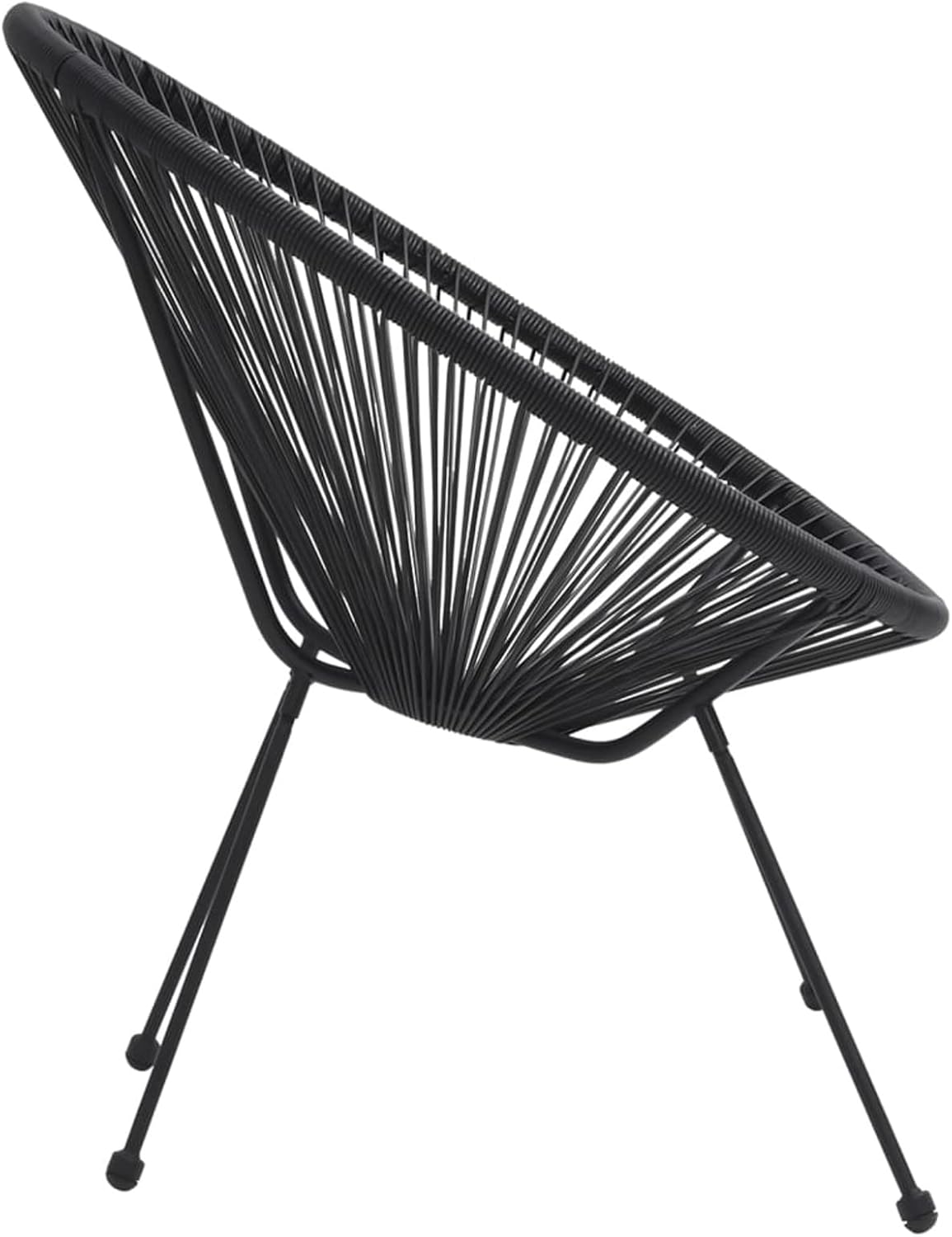 Round Garden Chair Set of 2 Black Rattan Garden Chairs Relax Garden Chair Outdoor Chair - QUORE