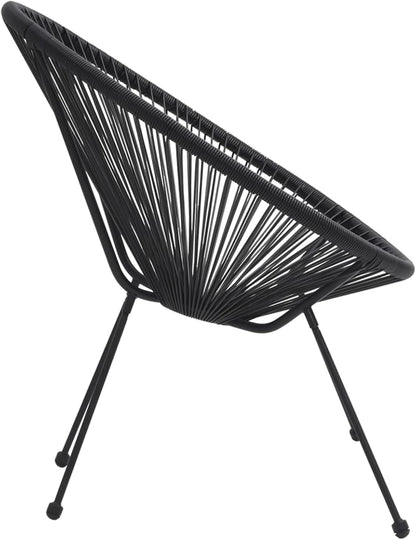 Round Garden Chair Set of 2 Black Rattan Garden Chairs Relax Garden Chair Outdoor Chair - QUORE
