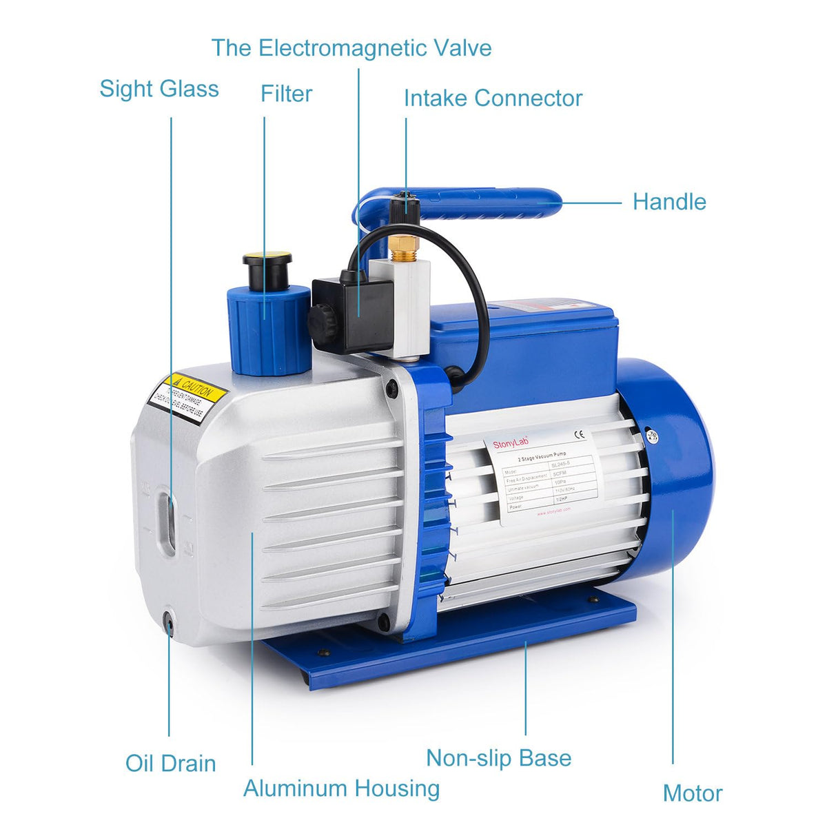 Vacuümpomp – Rotary Pomp – Olievacuum – 2-Traps Pomp – HVAC Pomp – Compact Ontgassen – 4,5 CFM Luchtsnelheid – 10-15 Pa Ultiem Vacuüm