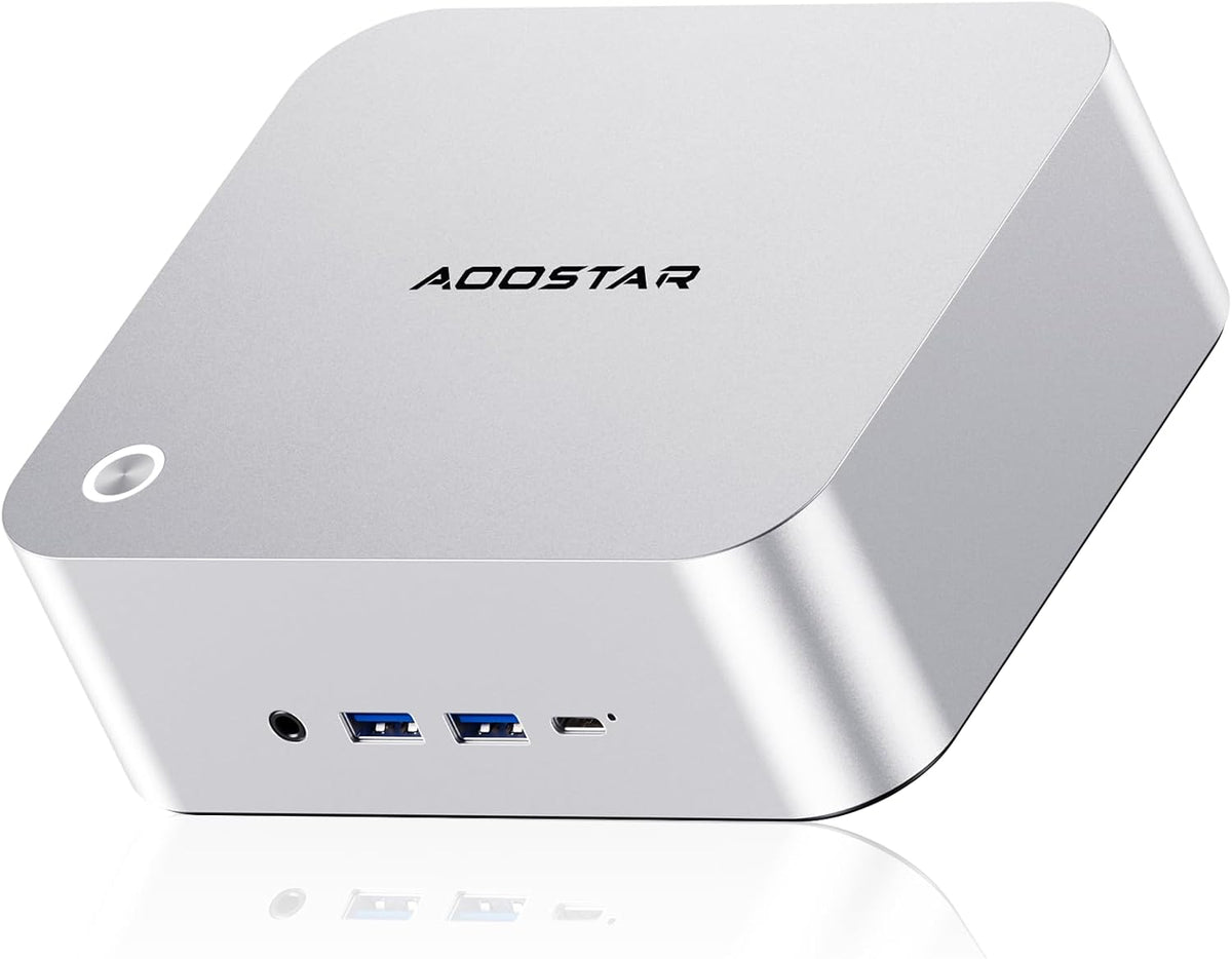AOOSTAR MACO Mini PC Ryzen 7 PRO 8845HS(tot 5,1GHz), Barebone Mini-desktopcomputer, geen RAM geen M.2 SSD, micro-gaming-pc OCuLink/2xUSB4/2x2,5G LAN/4K quad-display/ontgrendelen van vingerafdruk