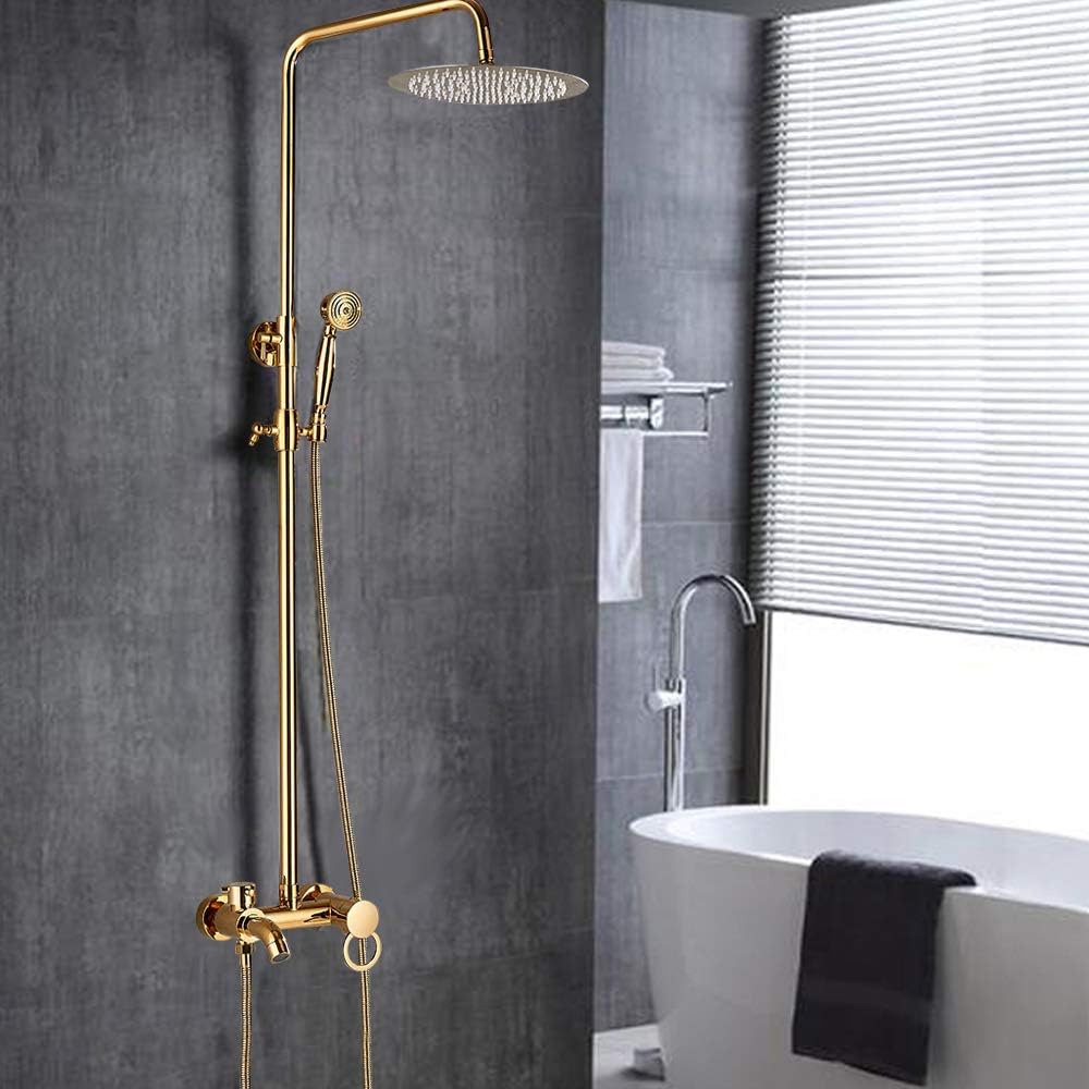 Shower Faucet Shower Panel Hand Shower Rainfall Shower Set Bathroom Shower System Shower Rod Set Mixer Tap Shower Head Adjustable Stainless Steel With Overhead Shower Antique - QUORE