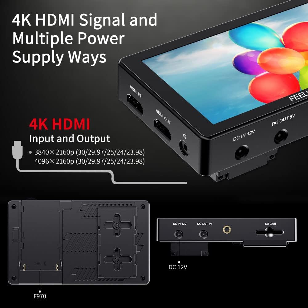 FEELWORLD LUT5 DSLR Camera DSLR Monitor 5.5" 3000nitUltra High Brightness 3DLUT HDR Touch Screen Monitor 1920 * 1080 4K HDMI - QUORE
