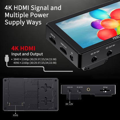 FEELWORLD LUT5 DSLR Camera DSLR Monitor 5.5" 3000nitUltra High Brightness 3DLUT HDR Touch Screen Monitor 1920 * 1080 4K HDMI - QUORE