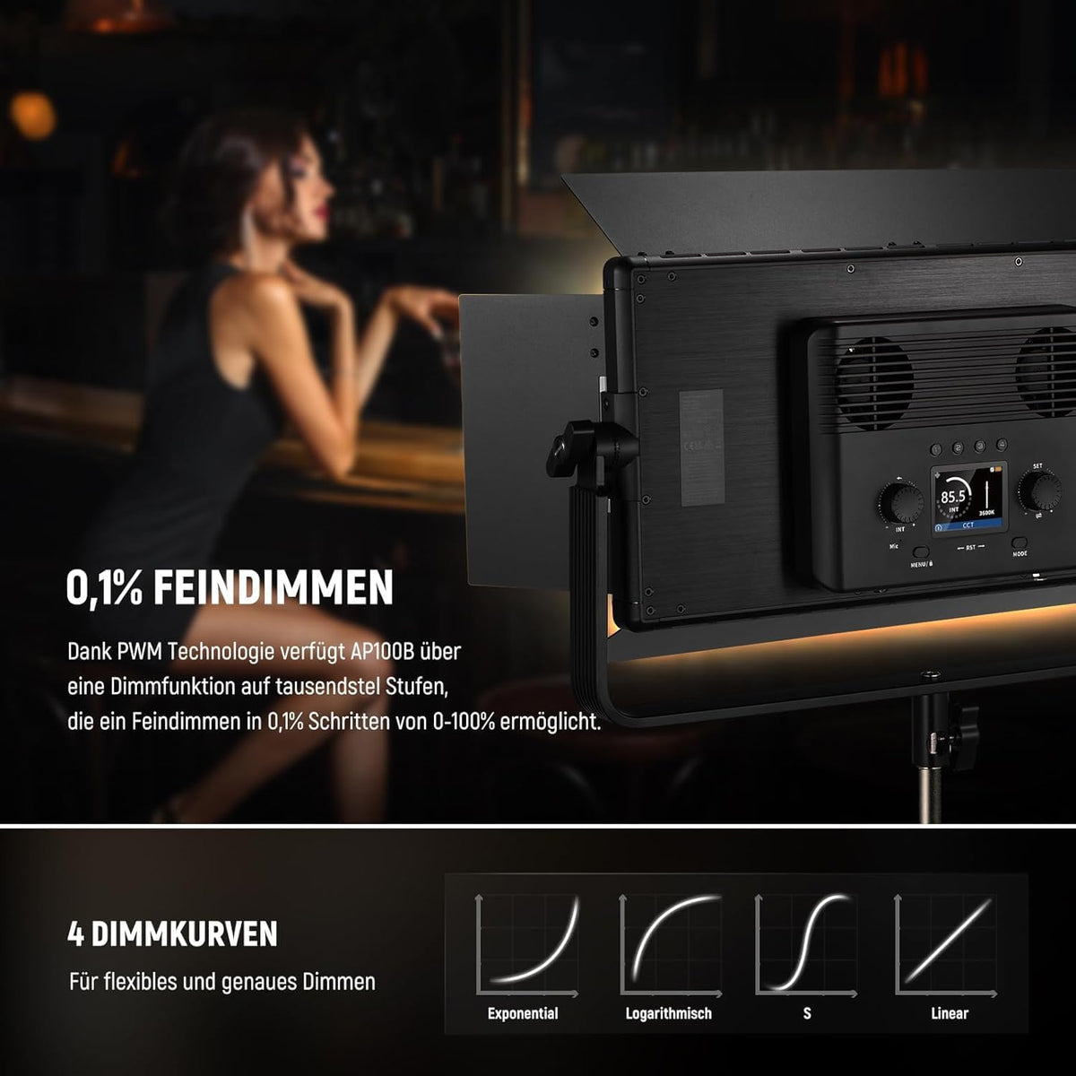 NEEWER AP100B AP100B LED-videolamp, tweekleurig, 100 W, 960 LEDs 38600Lux@0,5 m, 2500 K-8500 K, CRI96+/TLCI97+, dimbaar, 0-100% besturing app/2,4 G/paneel/DMX voor fotografie, studio, podiumopname