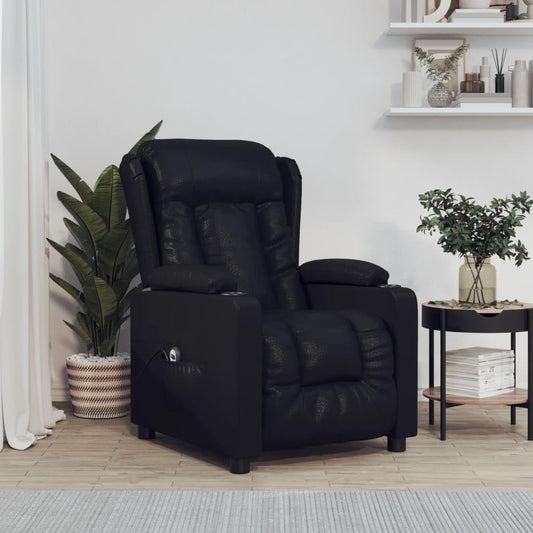 Relaxstoel – Elektrische Relaxstoel – Tv-Stoel – Ligstoel – Verstelbare Stoel – Zwart Kunstleer – 3 Ligposities Met Afstandsbediening – Stevig Hout-Metaal Frame