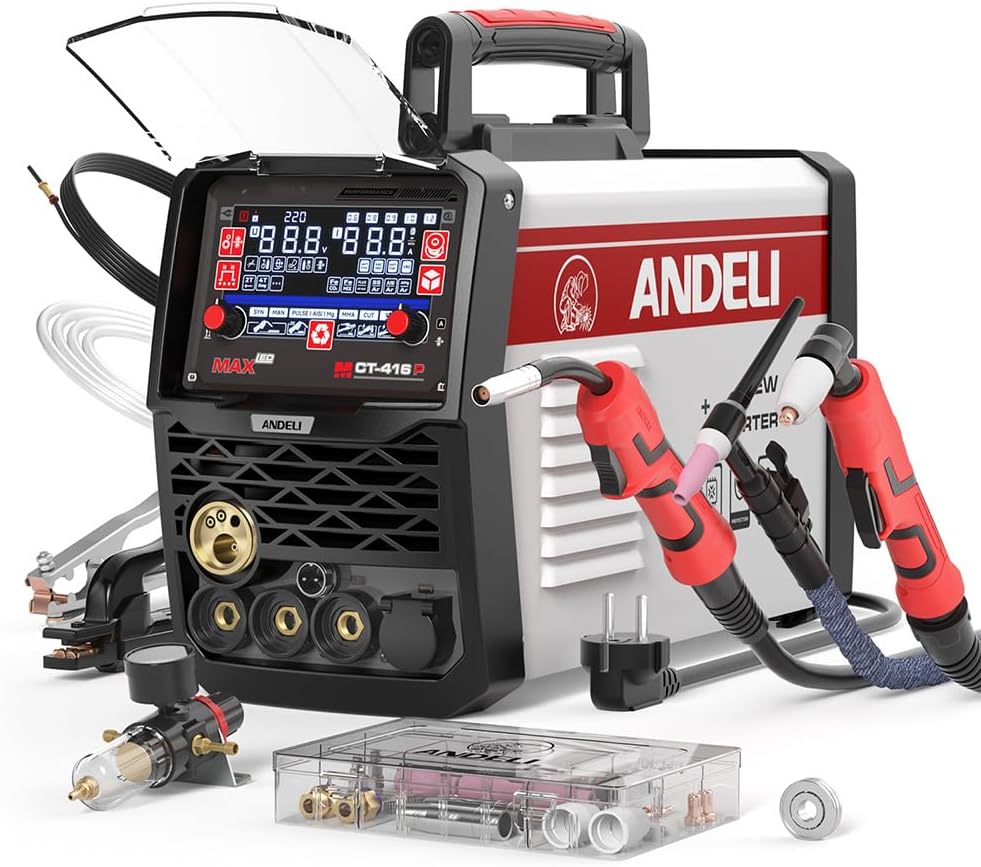 ANDELI MCT-416P 160A 6-in-1 lasapparaat - PulsMIG/HFTIG/plasmasnijden/MMA - 110/220V dual-spanning - aluminium lasapparaat
