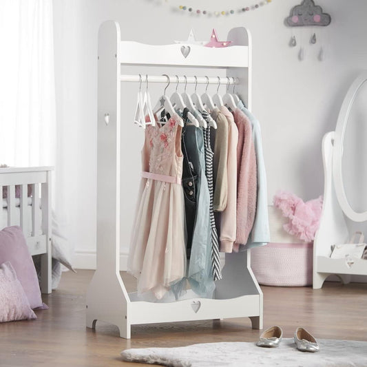 Haus Projekt Verkleedrail wit voor kinderen 3-8 jaar, houten verkleedkast, slaapkamermeubel, handgemaakte meisjesaankleedstang, babykamermeubel, kerstcadeau