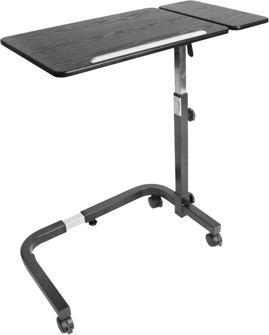KMINA - Bedtafel Verstelbaar met Wielen, Ziekenhuis Bedtafel, Laptoptafel op Wielen voor Fauteuil, Overbed Tafel Hoog, Ziekenhuis Tafel Tilt, C Shape Overbed Table Desk