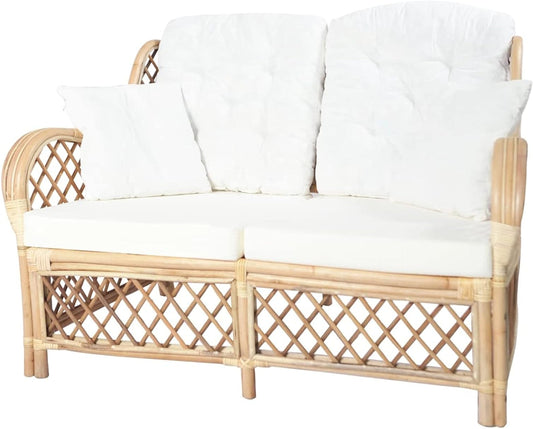 Tidyard 2 Seater Rattan Sofa Garden Furniture Garden Chair Rattan Sofa for Patio - QUORE