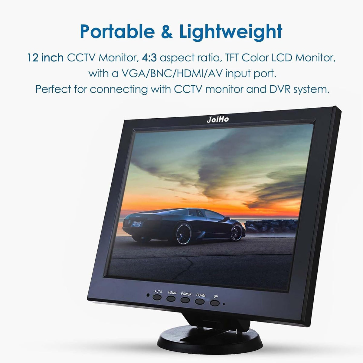 JaiHo Monitor 12 inch LCD-scherm 4:3 800x600 Beveiligingsscherm Monitor met HDMI VGA BNC AV, Mini HDMI-scherm voor Video Securite Camera Systeem PC Raspberry Pi Computer