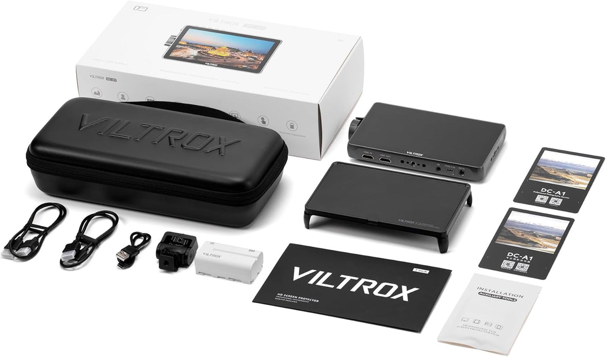 VILTROX DC-A1 7-inch touchscreen cameramonitor - 2800 nit, 60Hz 4K met koelventilatoren, 1920x1080 DSLR, 4K HDMI in/uit, 170° groothoek