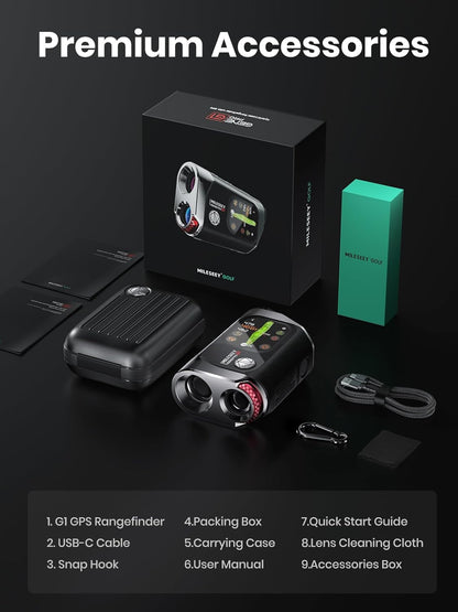 MILESEEY GenePro G1 Touchscreen & GPS-afstandsmeter met hellingshoek, meer dan 43.000 vooraf geïnstalleerde golfbanen, 1300 yards laser-afstandsmeter voor golf met rood en groen display