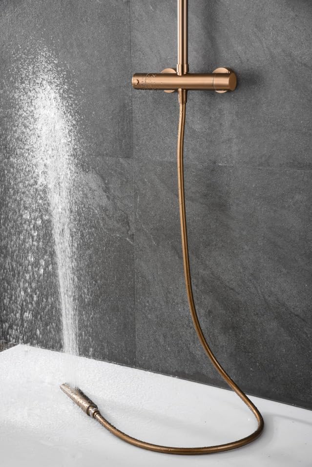 Thermostatische Douchekolom – Douchepaneel – Doucherail – Doucheset – Handdouche – Geborsteld Goud – RVS S.304 – Temperatuurregeling
