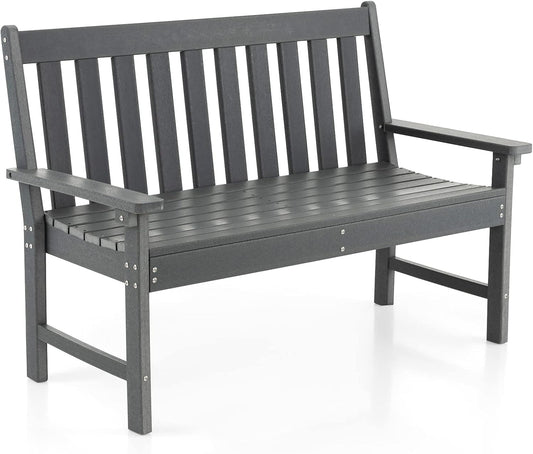 FANTASK Tuinbank, weerbestendig, tot 320 kg belastbaar, parkeerbank, HDPE, terrasbank, grijs, 132 x 65 x 91 cm