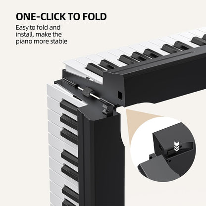 Opvouwbaar Keyboard 88 Toetsen – Piano Keyboard – Elektrische Piano – Digitale Piano – Vouwpiano – 88 Semi-Gewogen, Aanraakgevoelige Toetsen – Bluetooth & USB MIDI