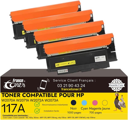 Tonercartridges 117A Compatibel – Toner Set – Kleuren Toner – Laserprinter Toner – Printcartridges – Hoge Capaciteit Tot 1000 Pagina’s – Scherpe Tekst En Levendige Kleuren