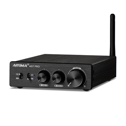 AIYIMA A07PRO TPA3255 Mini Versterker 2.0/2.1Kanaal Audio Amp 300Wx2 Klasse D Hi-Fi Stereo Geïntegreerde Versterkers Bluetooth 5.2 ondersteuning aptx Desktop versterker met Treble en Bass Control