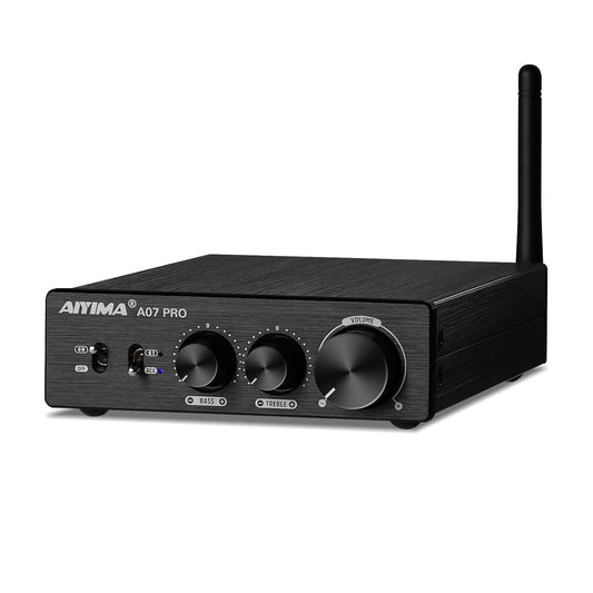 AIYIMA A07PRO TPA3255 Mini Versterker 2.0/2.1Kanaal Audio Amp 300Wx2 Klasse D Hi-Fi Stereo Geïntegreerde Versterkers Bluetooth 5.2 ondersteuning aptx Desktop versterker met Treble en Bass Control