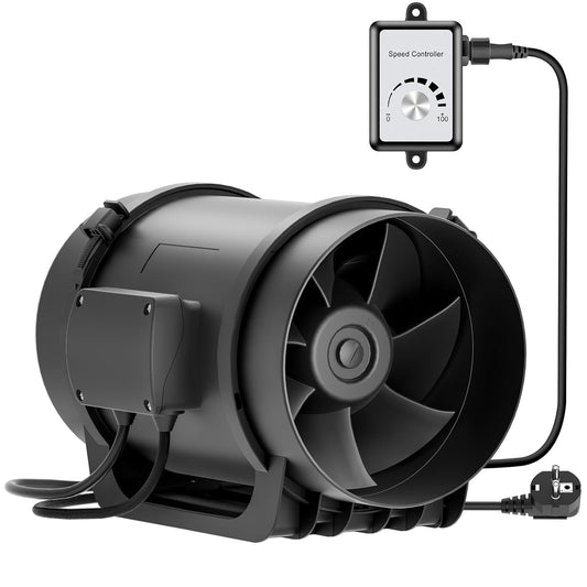 HG Power Buisventilator 200mm Inline Ventilator Kanaalventilator 230V Afvoerventilator EU-stekker Buisventilator EC-motoren voor Keuken, Badkamer, Garage
