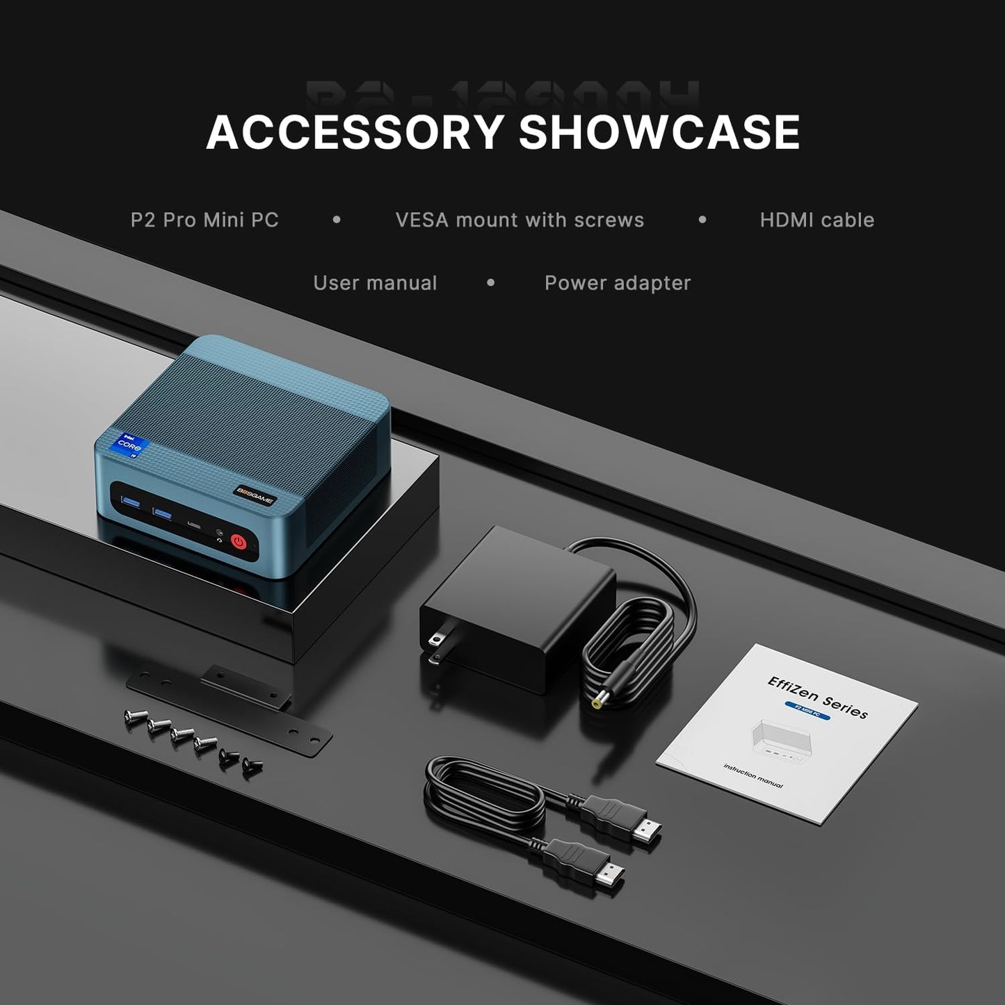 BOSGAME P2 Pro Mini-pc, Intel Core i9-12900H processor tot 5,0 GHz, Windows 11 Pro mini-computer, 32 GB DDR5 RAM, 1 TB PCIe 4.0 SSD Business Mini-desktop-pc, HDMI/WiFi 6/BT5.2/WOL/Auto Power On