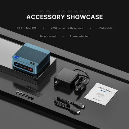 BOSGAME P2 Pro Mini-pc, Intel Core i9-12900H processor tot 5,0 GHz, Windows 11 Pro mini-computer, 32 GB DDR5 RAM, 1 TB PCIe 4.0 SSD Business Mini-desktop-pc, HDMI/WiFi 6/BT5.2/WOL/Auto Power On