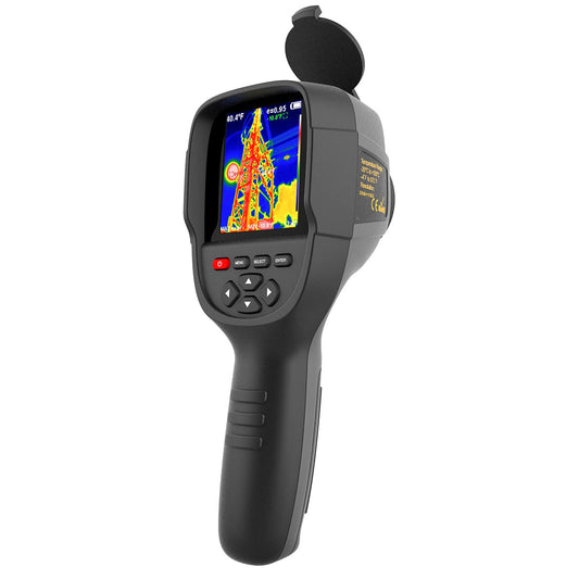 256X192 IR Hoogste resolutie HT-18+ handwarmtecamera van HTI met 25 HZ, zichtbare camera 300.000 pixels, gemakkelijk afleesbaar 3,2" kleurendisplay, incl. batterij