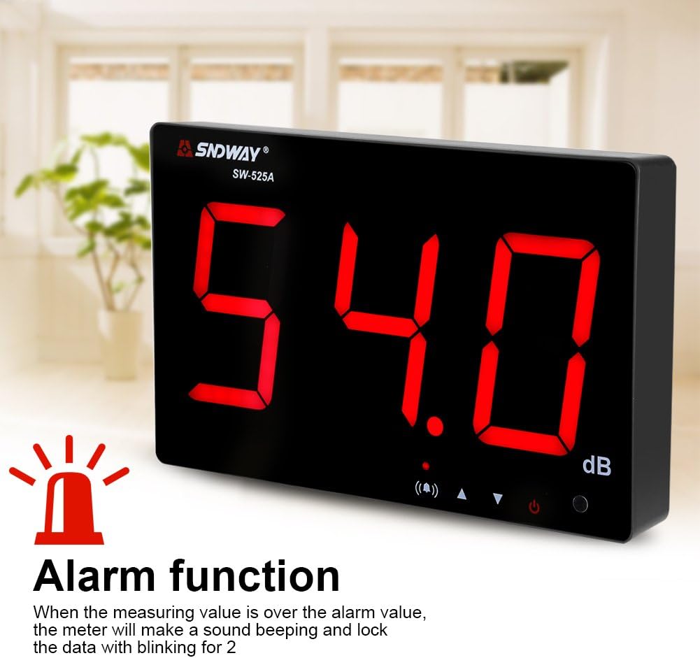 30~130dB geluidsniveaumeter, digitale decibelmeter met 9,6 inch LCD-scherm, nauwkeurigheid 1,5dB, wandmontage