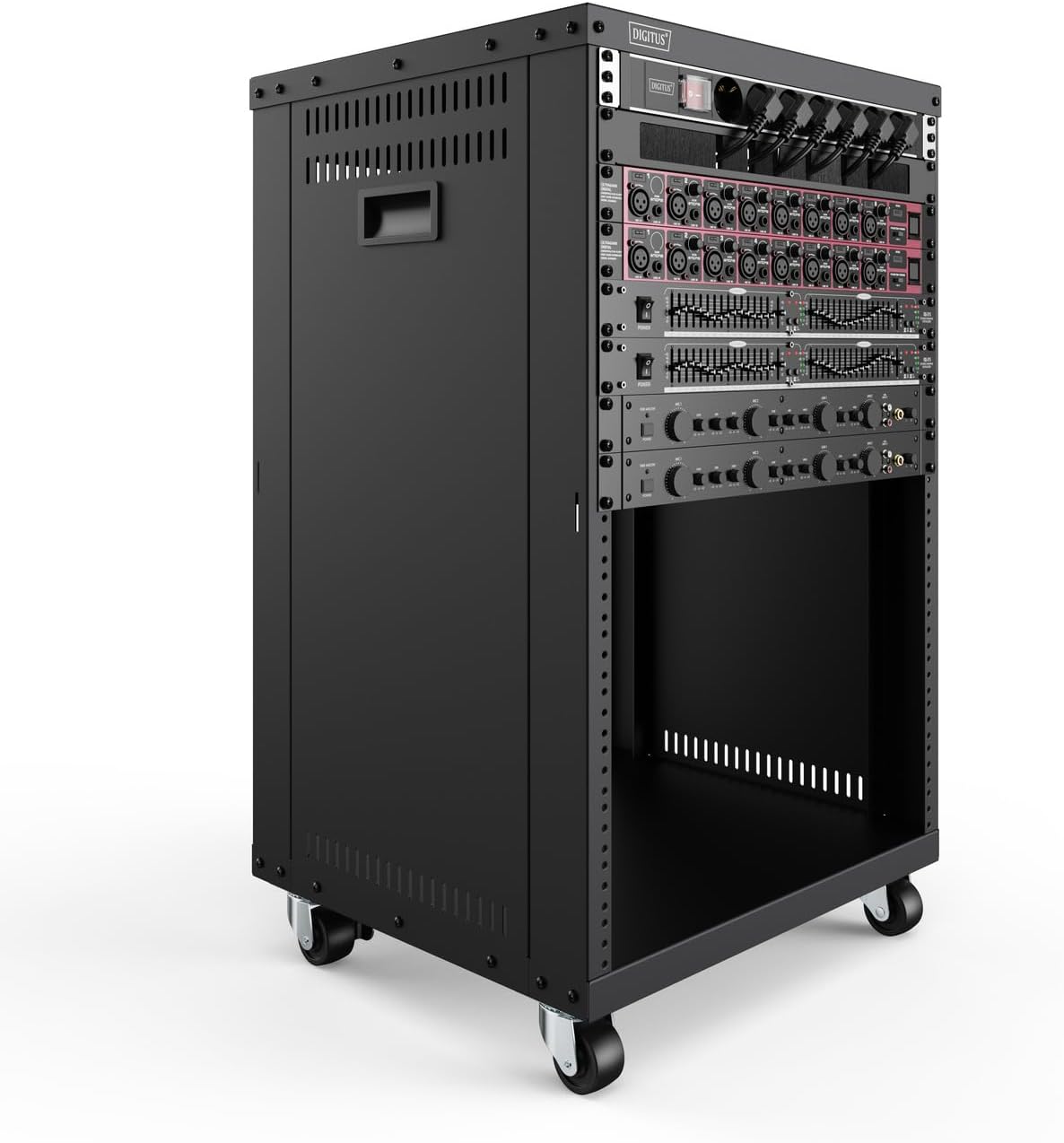 19-inch Apparatuurrek – Audiorek – Rackkast – Serverrack – Netwerkkast – 16U Zwart – Met Wielen – Draagvermogen 136 kg