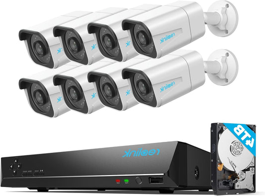 4K Beveiligingssysteem – IP Camera Set – CCTV Camerasysteem – Surveillance Camera – 8x 8MP PoE IP Camera’s – 16 Kanaals NVR – Nachtzicht Tot 30 Meter – Slimme Personen- & Voertuigdectie