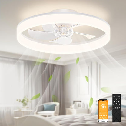 VOLISUN Plafondventilator met verlichting en afstandsbediening, 6 windniveaus en dimbaar, moderne plafondlamp met ventilator, stille led-plafondventilator voor slaapkamer en woonkamer (zwart, 50 cm)