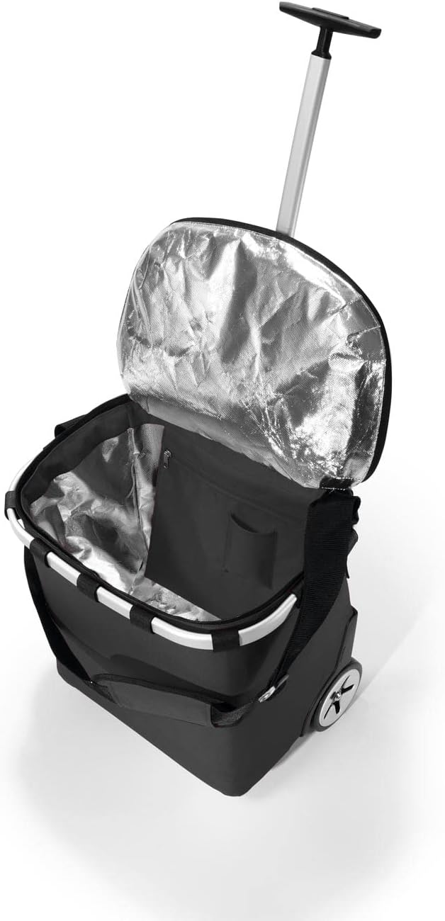 reisenthel Carrycruiser iso in zwart – draagbare en afsluitbare boodschappentrolley met koelfunctie, stevig aluminium frame, schouderriem en uitneembare mesh-binnenzak